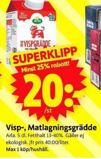 ICA Supermarket Visp-, Matlagningsgrädde Arla erbjuda