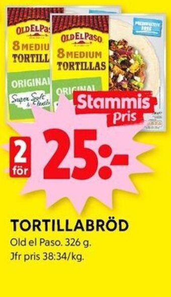 ICA Kvantum TORTILLABRÖD Old el Paso. 326 g. erbjuda