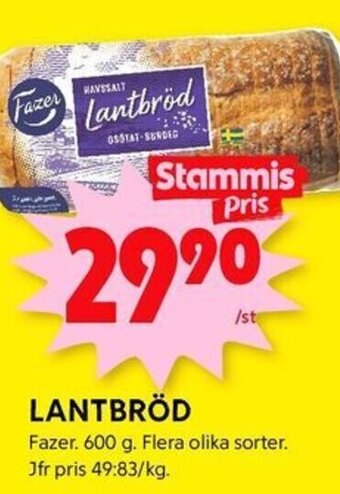 ICA Kvantum LANTBRÖD Fazer. 600 g. erbjuda