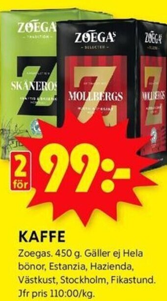 ICA Kvantum KAFFE Zoegas. 450 g. erbjuda