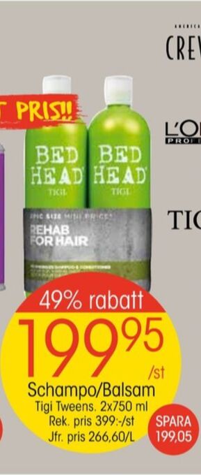 EKO Tigi bedhead shampoo/balsam erbjuda