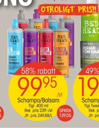 EKO Tigi bedhead shampoo erbjuda