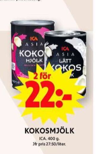 ICA Maxi Ica asia kokosmjölk erbjuda