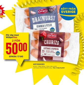 Willys Scan bratwurst erbjuda