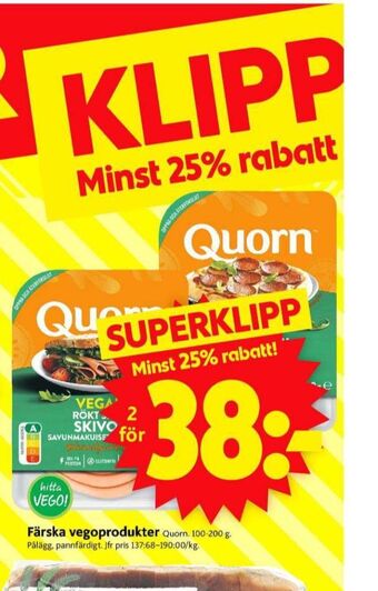 ICA Supermarket Quorn vegetarpålägg erbjuda
