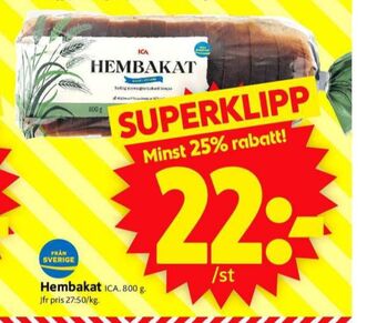 ICA Supermarket Hembakat bröd erbjuda