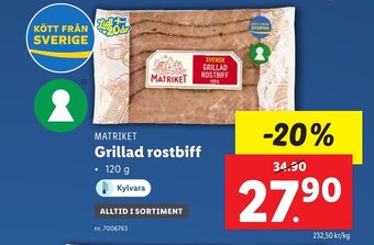 Lidl MATRIKET Grillad rostbiff erbjuda