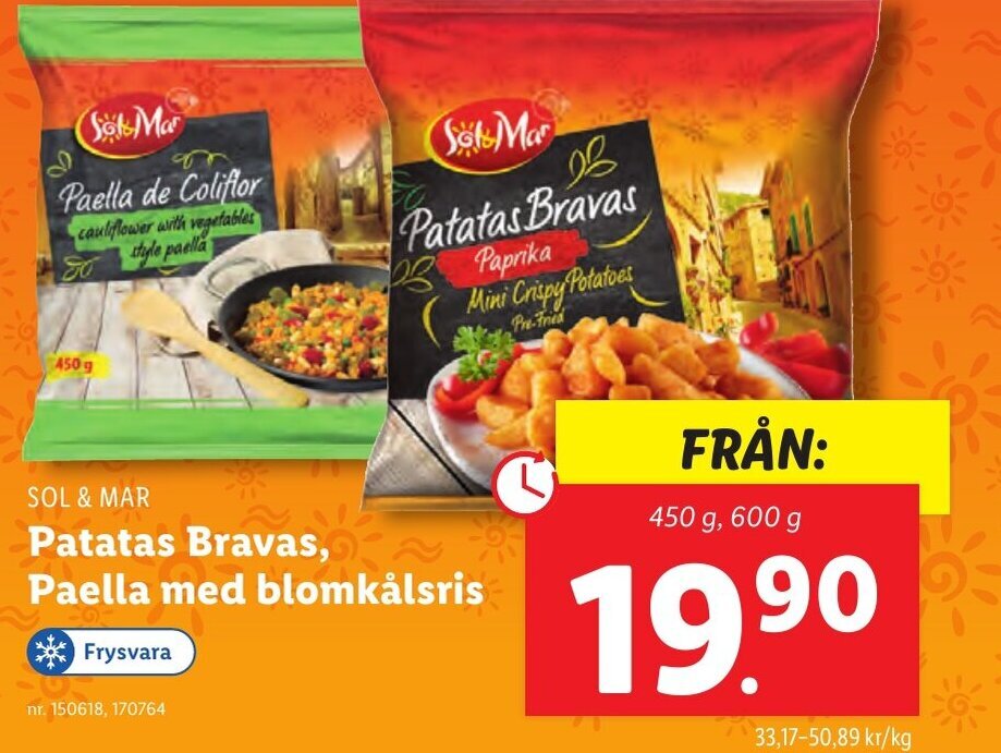 SOL & MAR Patatas Bravas, Paella med blomkålsris erbjudande hos Lidl