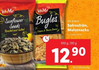 Lidl SOL & MAR Solrosfrön, Maissnacks erbjuda