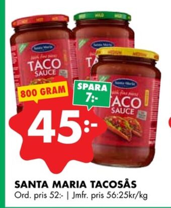 ÖoB Santa maria tacosås erbjuda