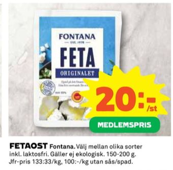 Coop Fontana fetaost erbjuda