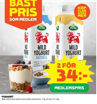 Coop Konsum Yoghurt erbjuda