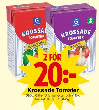 Matöppet Krossade tomater erbjuda