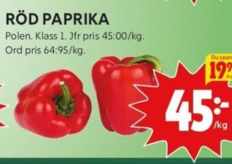 ICA Kvantum RÖD PAPRIKA erbjuda