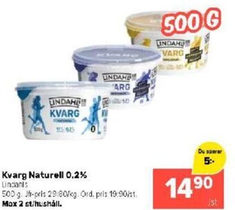 Coop Extra Kvarg Naturell 0,2% Lindahls erbjuda