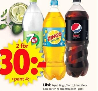 ICA Supermarket Läsk Pepsi, Zingo, 7-up. 1,5 liter. erbjuda