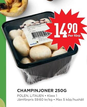 Willys Champinjoner 250g erbjuda