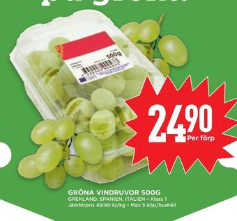 Willys Hemma Gröna vindruvor 500g erbjuda