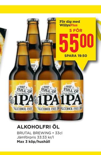 Willys Alkoholfri öl erbjuda