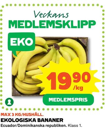 Coop Ekologiska bananer erbjuda