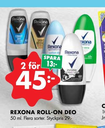 ÖoB Rexona roll-on deo erbjuda