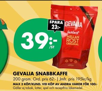 ÖoB Gevalia snabbkaffe erbjuda
