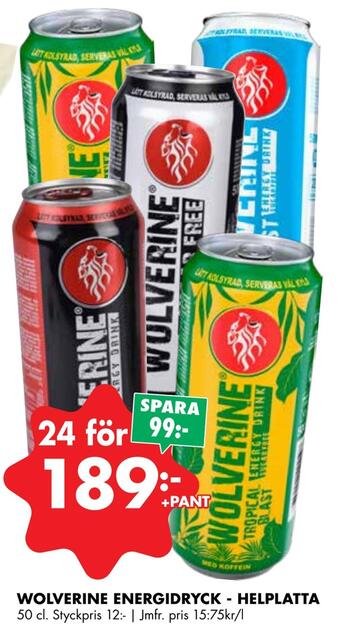 ÖoB Wolverine energidryck - helplatta erbjuda
