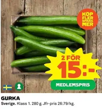 Coop Sverige Gurka 280g erbjuda