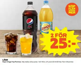 Coop Pepsi/Zingo/7Up/Pommac 140-150cl erbjuda