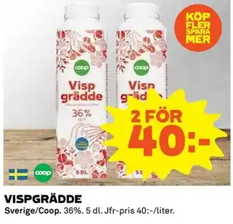 Coop Sverige/Coop Vispgrädde 5dl erbjuda