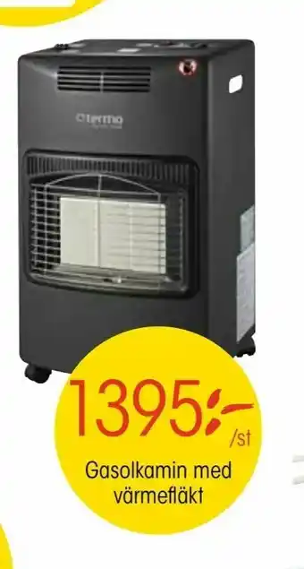 Gasolkamin med värmefläkt