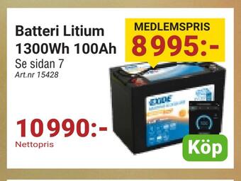 Erlandsons Brygga Batteri litium 1300wh 100ah erbjuda