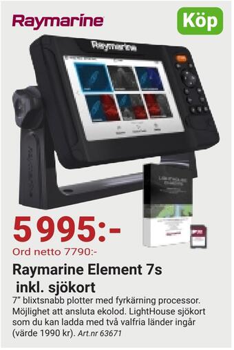 Erlandsons Brygga Raymarine element 7s inkl. sjökort erbjuda