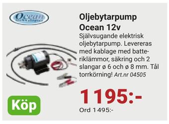 Erlandsons Brygga Oljebytarpump ocean 12v erbjuda