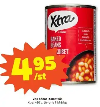 Stora Coop Xtra Vita bönor i tomatsås 420g erbjuda