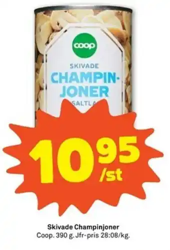 Stora Coop Coop Skivade Champinjoner 390g erbjuda