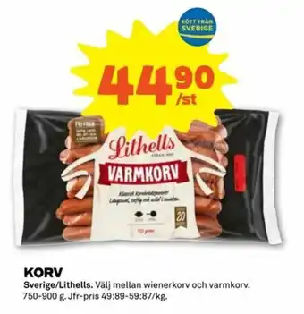 Stora Coop Lithells Korv 750-900g erbjuda