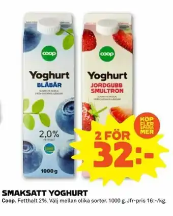 Stora Coop Coop Smaksatt Yoghurt 1000g erbjuda