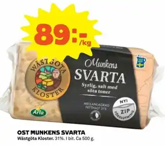 Coop Extra Wästgöta Kloster Ost Munkens Svarta 500g erbjuda