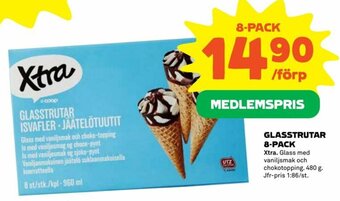 Coop Extra Xtra Glasstrutar 8-pack 480g erbjuda