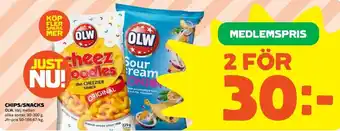 Coop Extra OLW Chips/Snacks 90-300g erbjuda