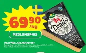Coop Forum Arla Mild/Mellanlagrad Ost 667-1500g erbjuda