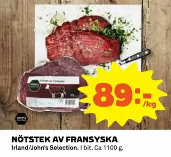 Coop Daglivs Irland/John's Selection Nötstek Av Fransyska 1100g erbjuda