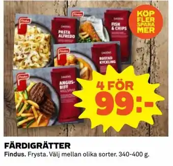 Coop Daglivs Findus Färdigrätter 340-400g erbjuda