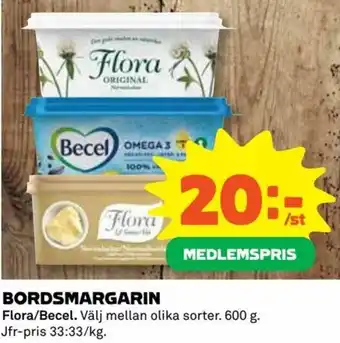 Flora/Becel Bordsmargarin 600g