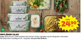 Coop Daglivs Coop Matlådor I Glas 0,25 till 1,6 liter erbjuda