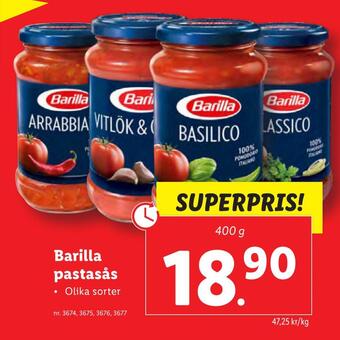 Lidl Barilla pastasås erbjuda