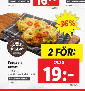 Lidl Focaccia tomat erbjuda