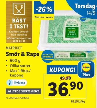 Lidl Smör & raps erbjuda