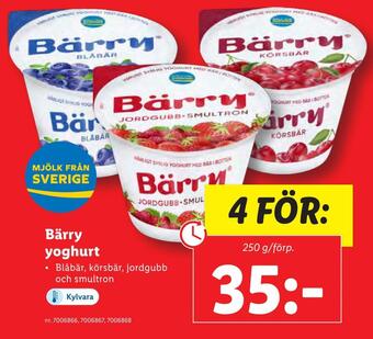 Lidl Bärry yoghurt erbjuda